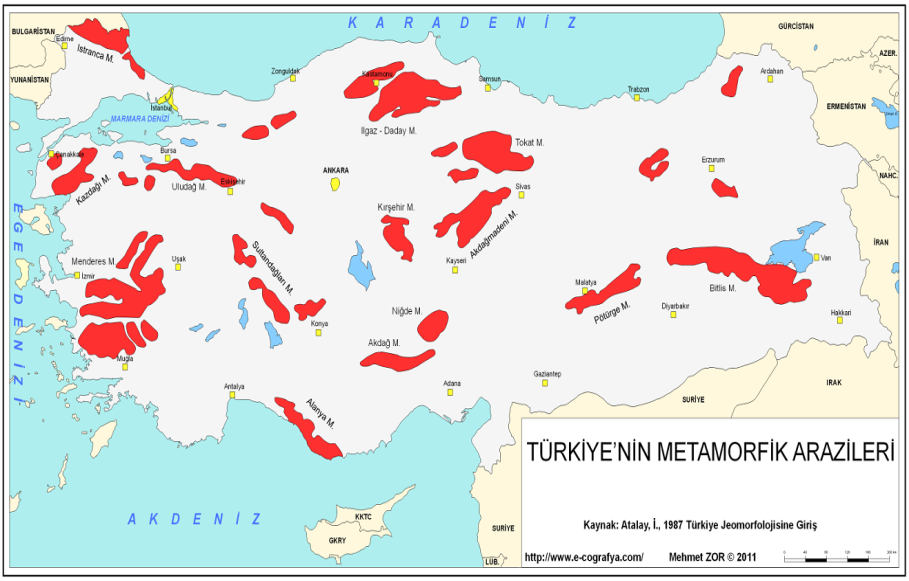 Bu dönemde oluşan gür bitki ve orman kalıntılarının deniz ve göl ortamlarında birikip metamorfizmaya uğramaları sonucunda Anadolu nun kuzeyinde Zonguldak ve çevresinde taşkömürü yatakları oluşmuştur.