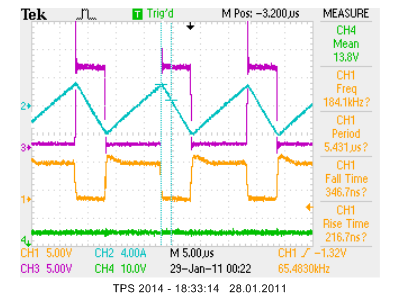 Konvertörün tetikleme sinyallerinin ölçümü ve alınmasında Tektronix TPS04 00MHz Gs/s osilaskop, TPA300 A/D akım probu, anlık akım gerilim değerlerinin ölçümünde de iki tane Fluke marka 45 Dual