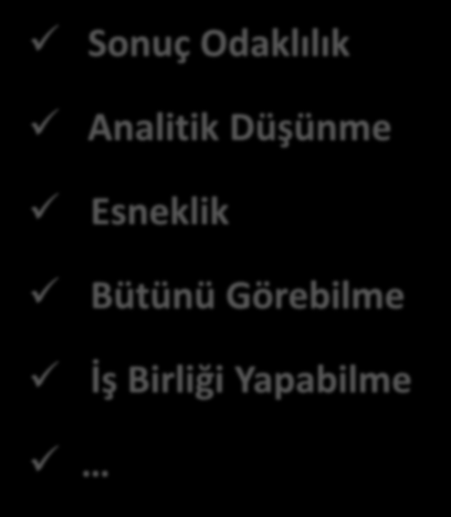 TEMEL YETKİNLİKLER (Herkesin Sahip Olması Beklenir ) İletişim Zaman Yönetimi Takım Çalışması Sürekli