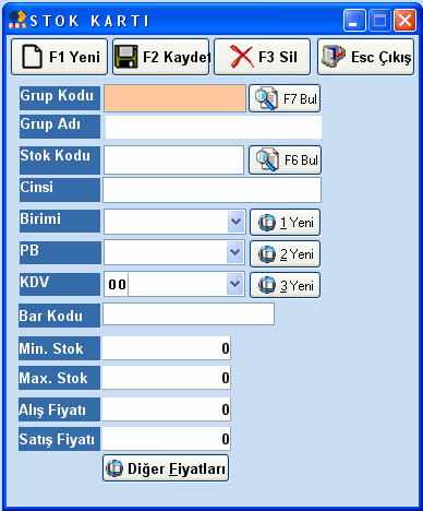 stok tanım formu Stok tanım formu, daha çok yeni stok kartlarını açmak için kullanılır. Detaylı Stok Kartı, var olan stokların detaylarıyla incelenmesi için kullanılır.