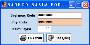 Stok Kartından Barkodları butonunu kullanılarak STOK BARKODLARI formu açılır. Alanlar: Stok Kodu: Đlk değer olarak stok kartında görülen stok kodu ekrana gelir.