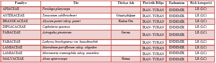 57,35 Endemik 9 3 Kaynak: Ekosistem Değerlendirme Raporu (Ek-6) Şekil 40 Fitocoğrafik Bölge Spektrumu Tablo 65 Endemik Türler Listesi ve Tehlike Kategorileri Kaynak: Ekosistem Değerlendirme Raporu