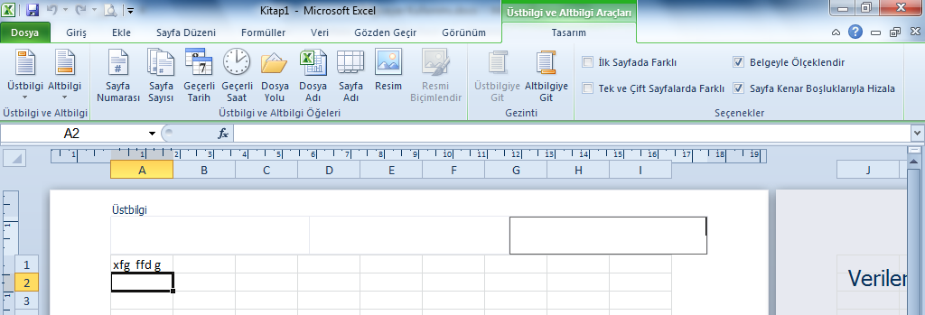 Halil İbrahim TÜRKOĞLU Üstbilgi ve Altbilgi Bu bölümde Excel sayfamızın üstbilgi ve altbilgilerini görsel olarak düzenleyebiliriz.