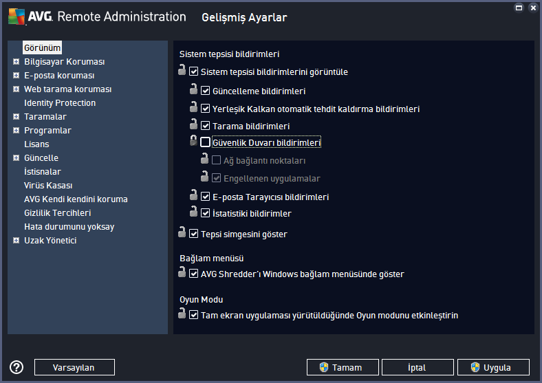 9. Yapılandırma Bu bölüm, farklı AVG Internet Security Business Edition bölümleri için yapılandırma seçeneklerinin açıklamasını içerir. 9.1.