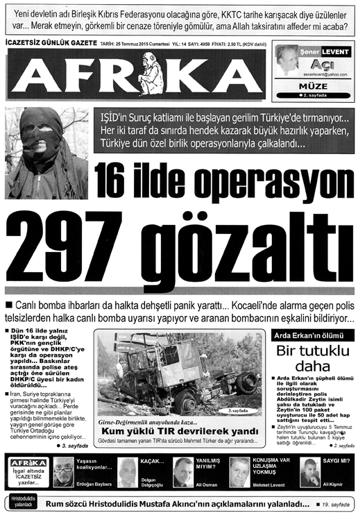 14 26 Temmuz 2015 Pazar BULMACA Soldan Saða: 1-Kötü duruma düþürmek, kötülük etmek (iki kelime). 2-Türkiye'ye komþu sorunlu bir ülke. Ýsteklisi bulunma. 3-Adale. Bilim. Yabancý.