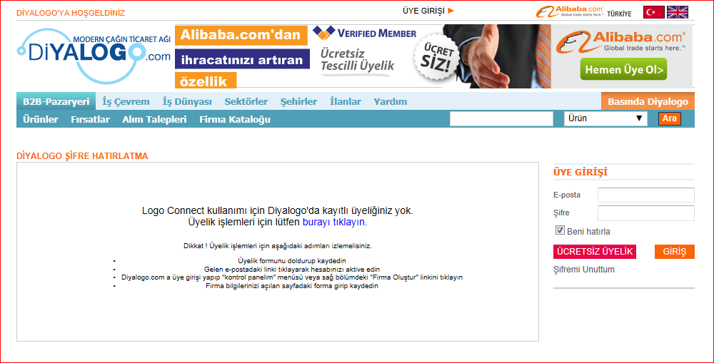 Diyalogo da geçerli bir e-posta adresi var ise Kullanıcı bilgilerini biliyor: Kullanıcı e- posta adresini /şifresini biliyorsa kullanıcılar bu ekranda doğru bilgileri girip authentication sağlandığı