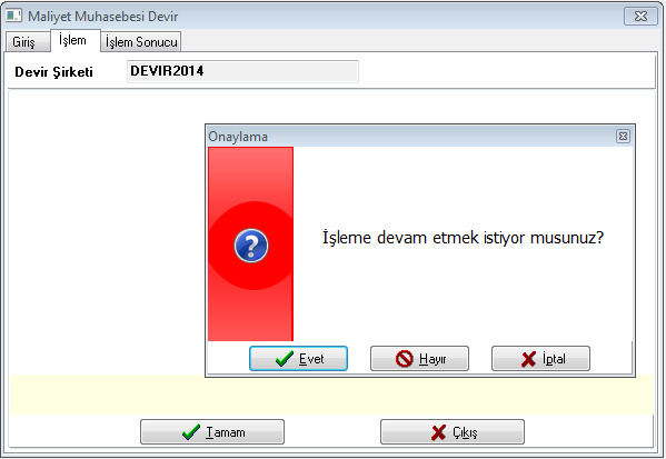 Maliyet muhasebesi Modülü kullanan firmalarda, eski sene şirketinde oluşturulan sarf dosyasının son aya ait bilgilerinin, yeni sene şirketine kopyalanması için kullanılacak bölümdür.