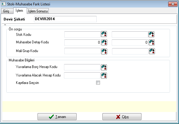 2.7.2. Stok-Muhasebe Fark İşlemi Stok-Muhasebe Fark İşlemi, Fusion@6, Redcode Enterprise ürünlerini kullanan ve birden fazla işletme tanımlanmış olan firmalarda, işletmelerin merkezinde, Fusion@6