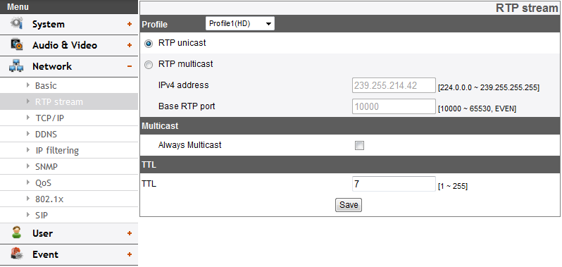 Ağ Ayarları Basic RTP stream RTP (Gerçek Zaman İletişim Protokolü) bir internet protokolü olup çoklu ortam verilerin çoklu veya tekli gönderim ve gerçek zaman içerisinde iletimini yönetmektedir.