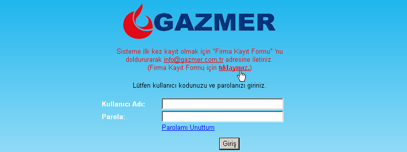 Resim 1. firma ve ürün kayıt menü girişi.