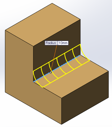 3.2.9.5. Çoklu Yarıçap Yuvarlatma (Multiple Radius Fillet ) Kutucuğu iģaretlendiğinde iģaretlenen her kenara farklı yuvarlatma ölçüsü vermemizi sağlar.