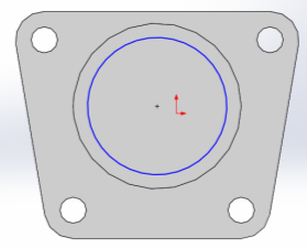 Parçanın üst kısmına sketch açılır.ø70 mm ve Ø58 mm'lik daireler Circle komutu ile çizilir.