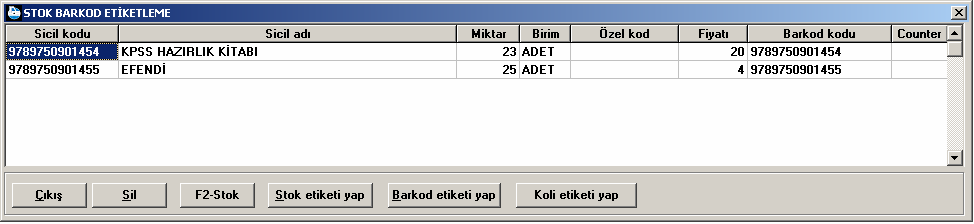 Sicillere barkod kodu tanımlamak veya varolan barkod kodlarını değiştirmek için kullanır. Bu bölüm aynı zamanda stok sicil detayında da bulunmaktadır. Şekil 1.