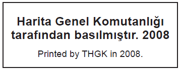 22 Dereceli Bölümlendirme: Haritayı pusula ile yönüne koymak için gerekli manyetik kuzeyin tespitine yardımcı olmak üzere, paftanın sağ üste yakın kısmına 6-8 arasında dereceli bölümlendirme