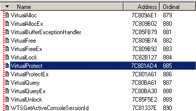 Shellcode'umuzun bulunduğu alanın korunma şeklini değiştirmek için VirtualProtect fonksiyonunu çağırmamız Stack üzerinde şu şekilde olacaktır; 0x7C801AD4 - VP()'nin Adresi 0x10203040 - Return Adresi