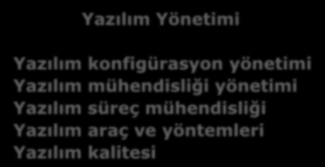 Software Engineering Body of Knowledge (SWEBOK) Kapsam Yazılım Mühendisliği Yazılım gereksinimleri Yazılım tasarımı Yazılım gerçekleştirme Yazılım sınama