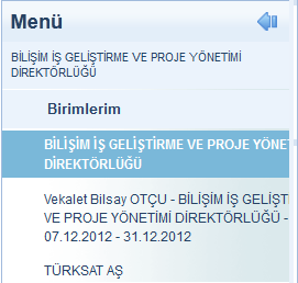 1. Birimlerim 2. Kişisel Arşiv 3. İşlem Bekleyen Evraklar 4. İşlem Yaptıklarım 5. Birim Evrakları 6. Kapatma İşlemleri 7. Bildirimler 8.