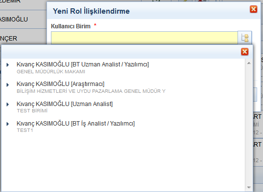 Yapılan tanımlama üzerinde güncelleme yapılması için kullanılır. Yapılan tanımlamanın silinmesi için kullanılır. Yukarıda belirtilen tanımlamalar yapıldıktan sonra butonuna basılır.