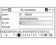 Bilgi ve Eğlence Sistemi 173 MENU düğmesini kullanarak, istenilen şehrin harflerini sırayla işaretleyip onaylayın.