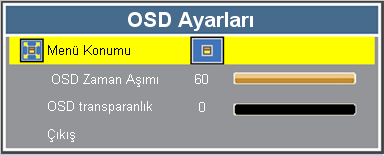 SEÇENEKLER OSD Ayarları Menü Konumu Görüntü ekranı üzerindeki menü yerini seçin. ` ` Üst-Sol: OSD menüsü ekranın sol üstünde görüntülenir. ` ` Alt-Sol: OSD menüsü ekranın sol altında görüntülenir.