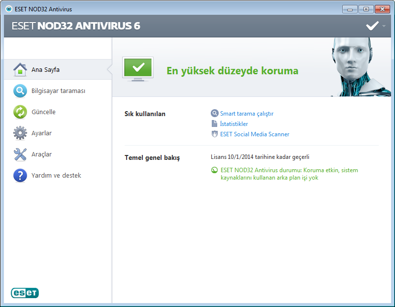 3. Yeni Başlayanlara yönelik kılavuz ESET NOD32 Antivirus ve temel ayarları hakkında genel bir ilk bakış sağlar. 3.