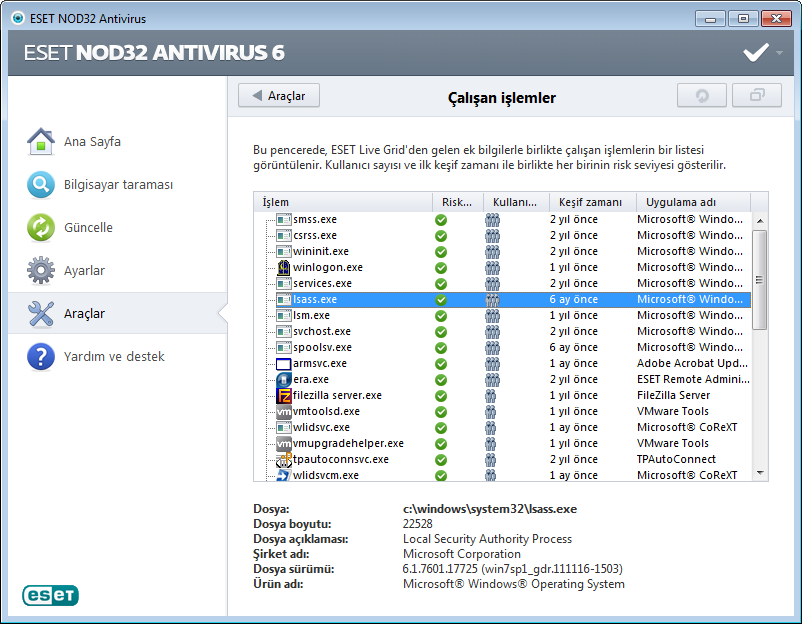 4.4.6.1 Şüpheli dosyalar ESET Live Grid gelişmiş ayarlarındaki Dosyalar sekmesi, tehditlerin analiz için ne şekilde ESET Virüs Laboratuarına gönderileceğini yapılandırmanıza izin verir.