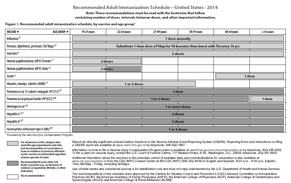Recommended Adult Immunization Schedule, United