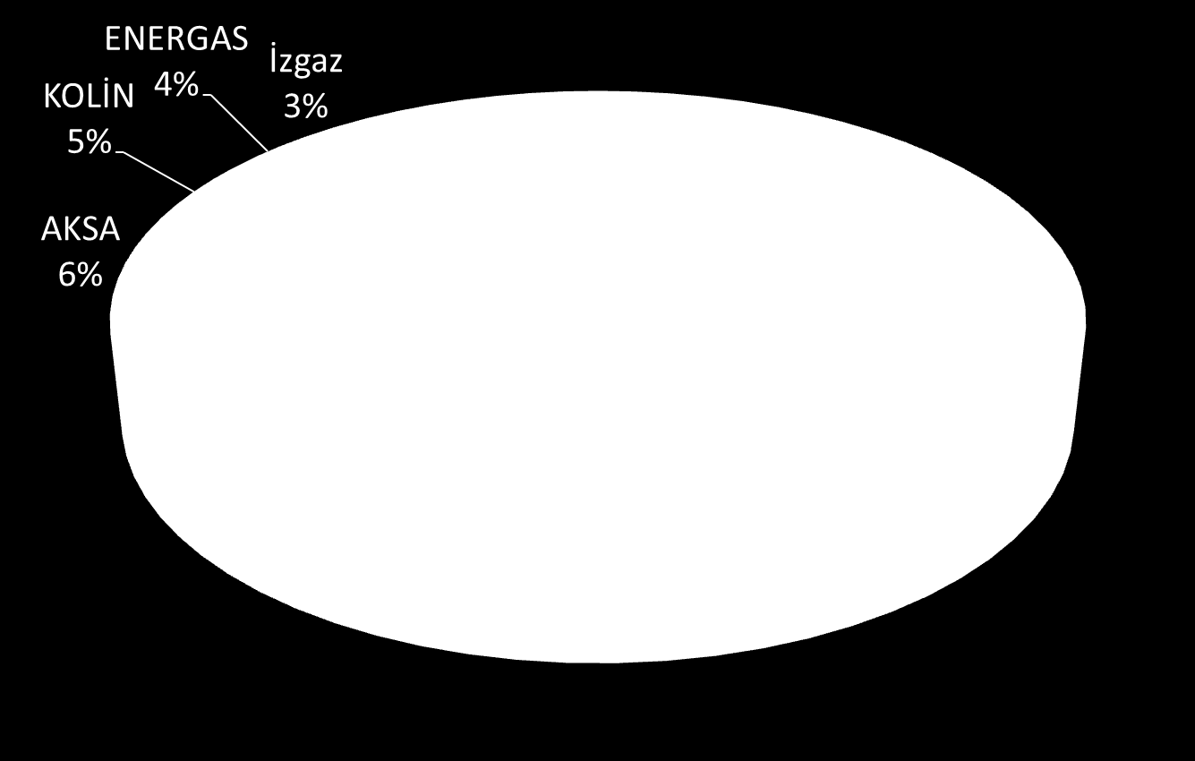 Kentsel Doğal Gaz Dağıtım Şirketlerinin Abone Payları (%) * 01