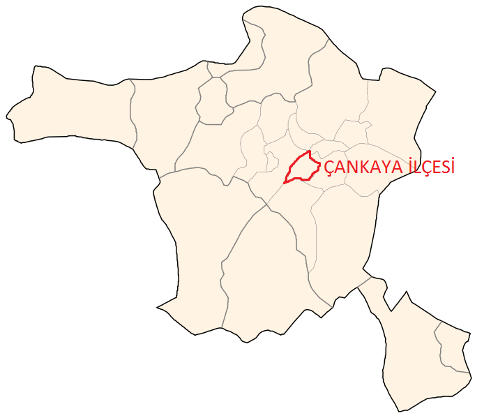 3.2 Çankaya İlçesi Çankaya, Türkiye Cumhuriyeti'nin İç Anadolu Bölgesi'nde, Ankara il merkezine bağlı bir ilçedir Ankara ilinin orta kesiminde bulunan ilçe, Ankara'nın başkent olması ile birlikte