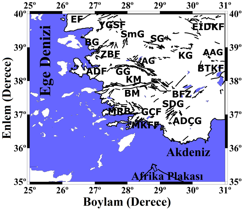 Batı Anadolu, dünyadaki en hızlı genişleyen ve sismik aktivitenin en fazla olduğu bölgelerden birini temsil eder. Genel olarak K-G yönlü kıtasal açılma oranı 30-40 mm/yıl dır (Oral vd. 1995).