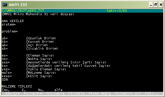 5. Test klasörünün içeriği aşağıdakine benzer listelenecektir. tuşları ile Veri.txt dosyasını bulun, üzerine gelin. Gerekirse PgDn PgUp tuşlarından yararlanın.