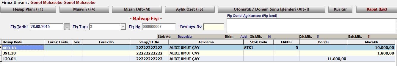 Stok kartı tanımlaması yapmak için müşavir stok modülü kullanılabileceği gibi, ayarlar/kısayollar bölümünden stoklu çalışma alanı açılıp, fiş içinden de stok kodu