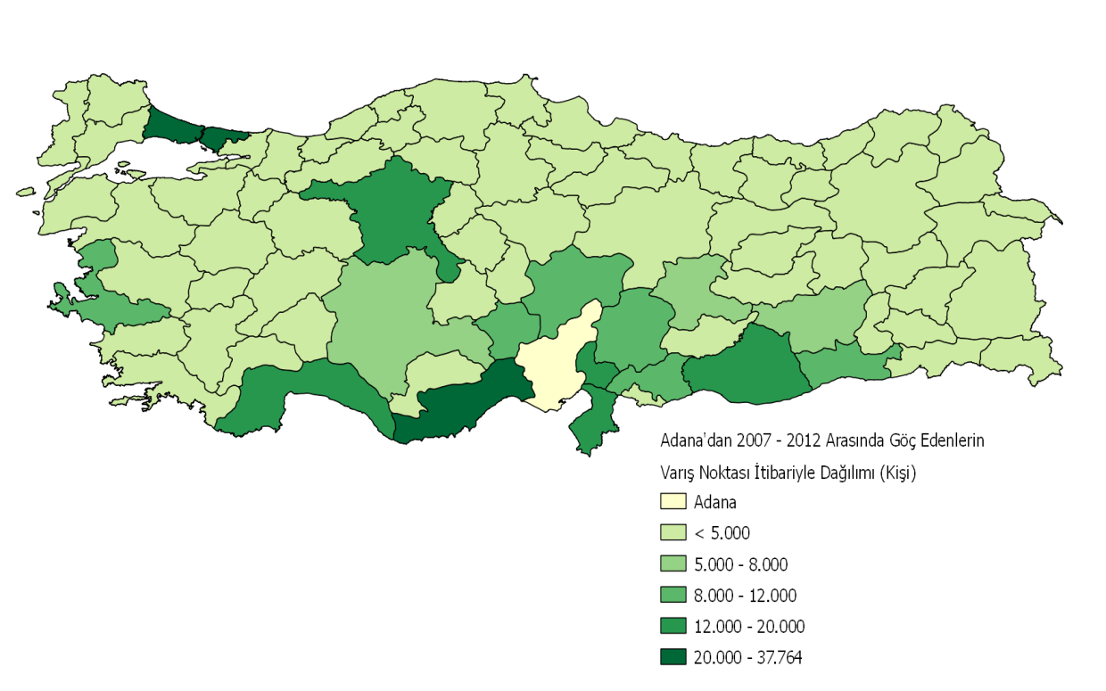 bir şekilde kullanımıyla o bölgedeki tarım arazilerinin verimliliğinin artması gibi nedenler; Adana dan bu bölgelere göçü tetiklemektedir.