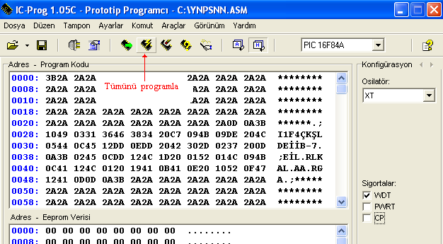 3.2.7. Programı Mikrodenetleyiciye Yükleme Şekil 3.