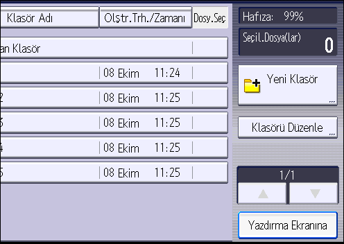 6. Doküman Sızmasını Önleme 4. [Klasörü Düzenle] öğesine basın. 5. Klasörü seçin. 6. [Sil] seçeneğine basın. 7. Parola giriş ekranı görünürse, klasör parolasını girip ardından [OK] tuşuna basın.