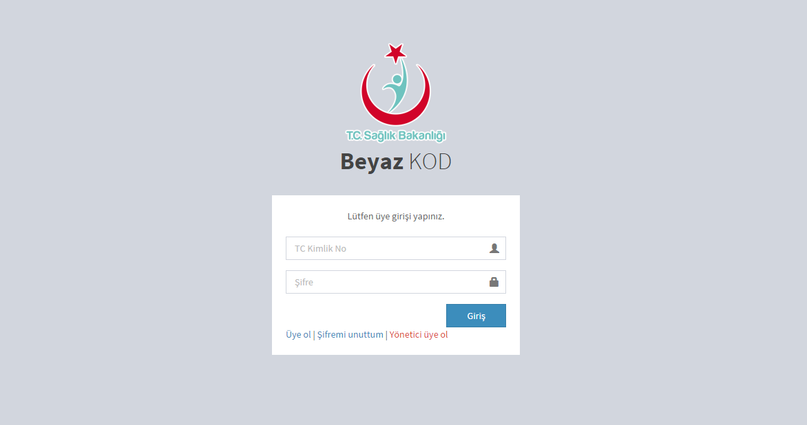 2.1. İNTERNET ÜZERİNDEN BAŞVURU (http://www.beyazkod.saglik.gov.tr) 2.1.1 ÜYELİK KAYDININ YAPILMASI Sisteme giriş yapılabilmesi için öncelikle http://beyazkod2.saglik.gov.tr/ adresine sorunsuzca ulaşılması gerekmektedir.