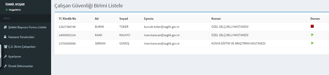 5.5. YÖNETİCİ VE ÇGB ÇALIŞANLARININ ÜYELİKLERİNİN ONAYLANMASI Hastane yöneticileri ve ÇGB çalışanlarının üyelikleri tarafınızdan onaylandıktan sonra aktif hale gelecektir.