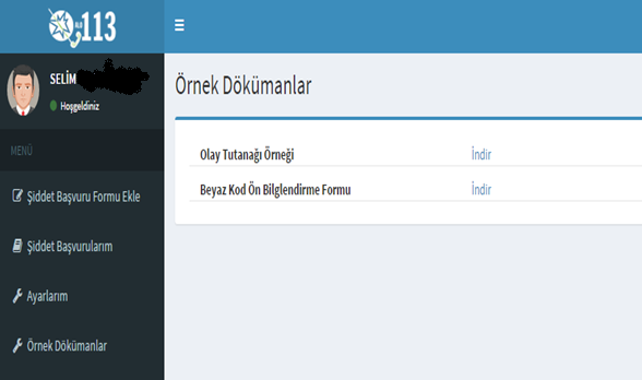 2.1.6 ÖRNEK DOKÜMANLAR Beyaz Kod başvurusu sürecinde gerekli olan formalara ulaşabilmek için örnek dokümanlar sekmesini tıklayabilirsiniz.