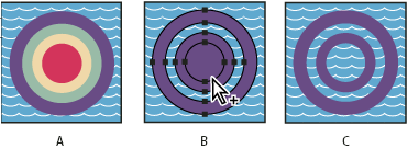 ILLUSTRATOR CS3 227 Bileşik bir yol kullanarak bir nesneye delik açma 1 Delik olarak kullanmak istediğiniz nesneyi seçin ve nesneyi, kesilecek nesneyle çakışacak şekilde konumlandırın.