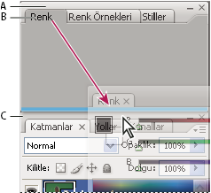 ILLUSTRATOR CS3 18 Kontrol panelinden bir paneli açma ve kapatma 1 İlgili paneli veya iletişim kutusunu açmak için, altı çizili, mavi bir kelimeyi tıklatın.