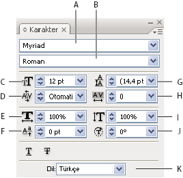ILLUSTRATOR CS3 297 Görünüm nitelikleri hakkında sayfa 336 Karakter paneline genel bakış Karakter panelini (Pencere > Katmanlar), belgenizdeki tek tek karakterlere formatlama seçenekleri uygulamak