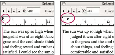 ILLUSTRATOR CS3 311 Bir pikalık bir asılı girinti oluşturmak için, Sol Girinti kutusuna pozitif bir değer (sözgelimi 1p) yazın ve İlk Satırda Soldaki Girinti kutusuna negatif bir değer (sözgelimi