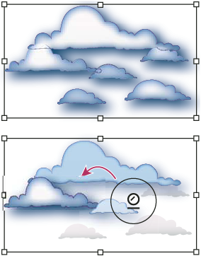 ILLUSTRATOR CS3 90 Tam güçte uygulanan grafik stili (üstte) ve değişen güçlerde uygulanan grafik stili (altta) Herhangi başka bir sembolizm aracını kullanırken, Grafik Stilleri panelinde bir stili