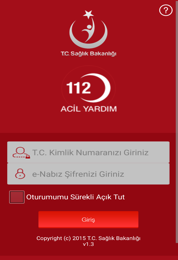 Ayrıca e-nabız mobil uygulamasından bağımsız olarak 112 Acil Yardım Butonu mobil uygulamasını marketlerden indirebilirsiniz.