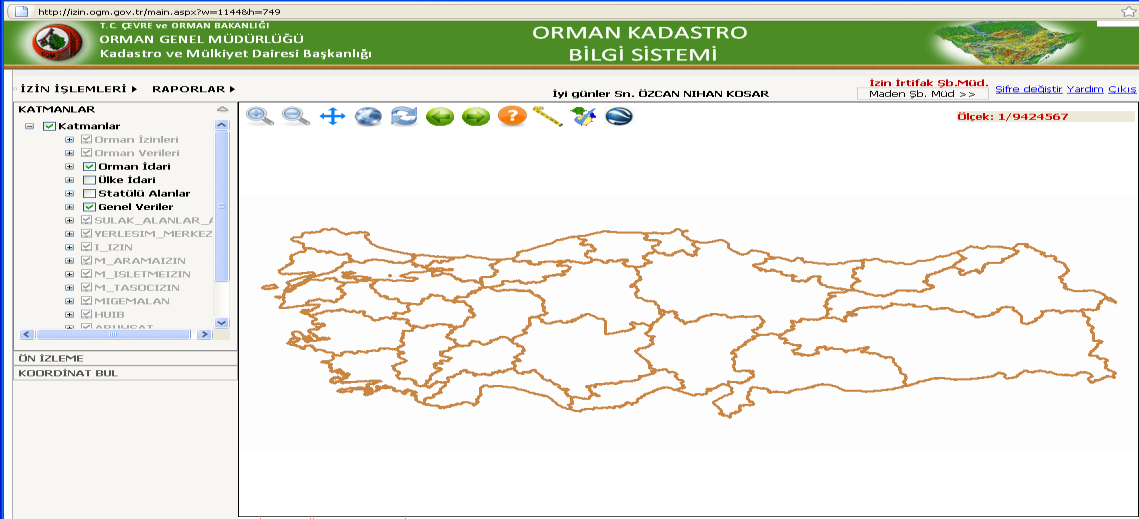 2.1 Kullanıcılar Orman Kadastro Bilgi Sistemi nde üç kullanıcı türü vardır.