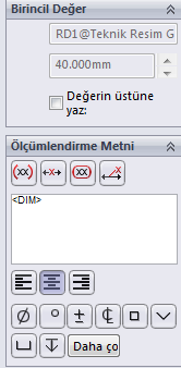 Resim 1.26: Akıllı ölçülendirmede değer bölgesi Liderler bölgesinde (Resim 1.27): Tanık/Lider Göster kısmında ölçü okunun konumu ve uç özellikleri düzenlenir.