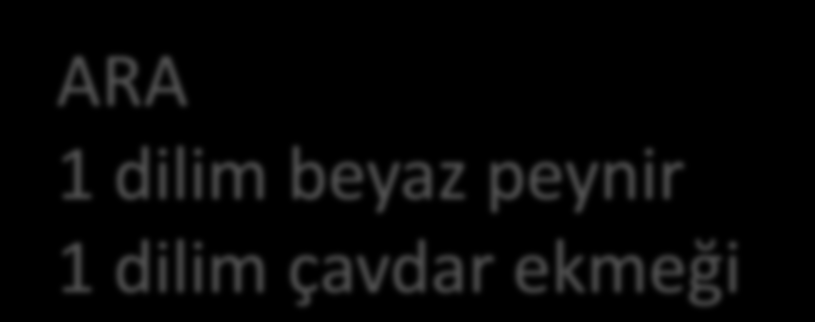 ÖĞLE 3 köfte Salata 1 kase yoğurt 1 ince dilim çavdar ekmeği 12