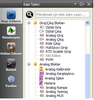 58 Programlanabilir Lojik Kontrol Ailesi MP201L PLC 4.3. Editörün Modları 4.4.KAPI EDİTÖRÜ Diagram tasarımın yapıldığı Mikrodiagram modudur. 4.4.1. SİMÜLASYON Tasarlanan diyagramın simülasyonun yapılabileceği moddur.