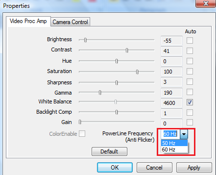 USB Web Kamera Kullanıcıları İçin: Amerika, Orta ve Güney Amerika da bulunan kullanıcılar için frekans 60 Hz. Avrupa, Japonya, Okyanusya ve Asya da bulunan kullanıcılar için frekans 50 Hz.
